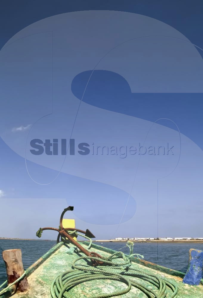 Detail of the prow of a small boat at Ria Formosa