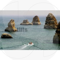 View from the cliff to a boat trip at Ponta da Piedade