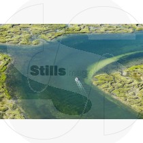 Aerial view of a boat at Ria Formosa