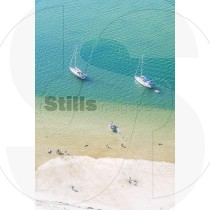 Aerial view of two sail boats in Ria Formosa