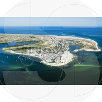 Aerial view of Armona Island at Ria Formosa