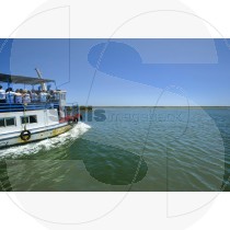 Transfer boat that connects to the islands of Ria Formosa